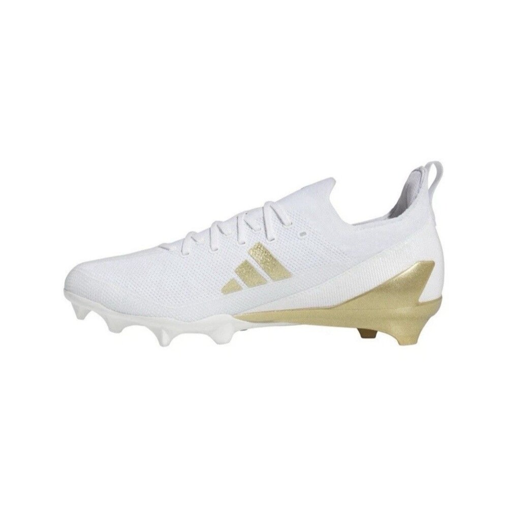 Mens Sz 12 - Adidas Adizero Electric White Gold Metallic Football Cleats New - Picture 3 of 5